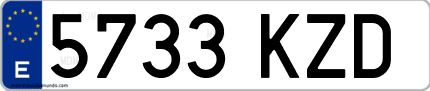 Ejemplo de matrícula de coche ordinaria 5733 KZD