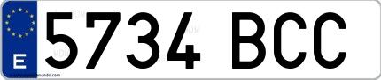 Ejemplo de matrícula española 5734 BCC