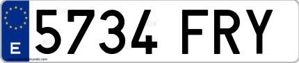 Ejemplo de matrícula de coche ordinaria 5734 FRY