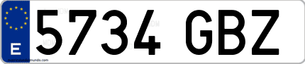 Ejemplo de matrícula de coche ordinaria 5734 GBZ