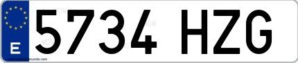 Ejemplo de matrícula española 5734 HZG