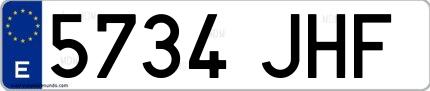 Ejemplo de matrícula española 5734 JHF