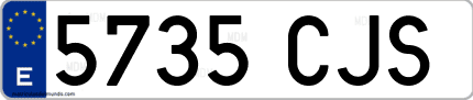Ejemplo de matrícula de coche ordinaria 5735 CJS