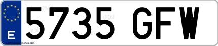 Ejemplo de matrícula española 5735 GFW