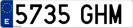 Ejemplo de matrícula de coche ordinaria 5735 GHM