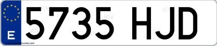 Ejemplo de matrícula española 5735 HJD