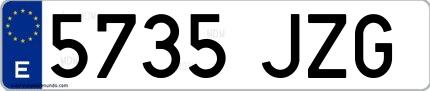 Ejemplo de matrícula española 5735 JZG