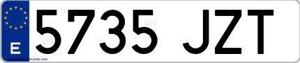 Ejemplo de matrícula de coche ordinaria 5735 JZT