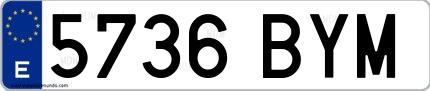 Ejemplo de matrícula española 5736 BYM