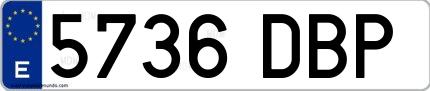 Ejemplo de matrícula española 5736 DBP