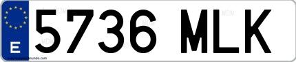Ejemplo de matrícula española 5736 MLK