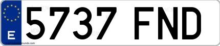 Ejemplo de matrícula española 5737 FND