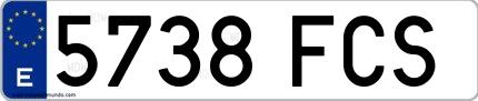 Ejemplo de matrícula española 5738 FCS