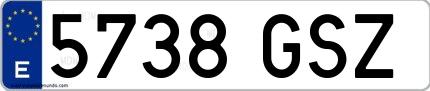 Ejemplo de matrícula española 5738 GSZ