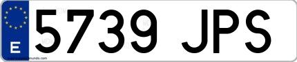 Ejemplo de matrícula española 5739 JPS