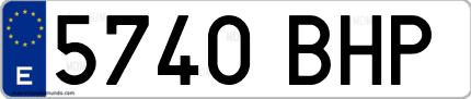 Ejemplo de matrícula de coche ordinaria 5740 BHP