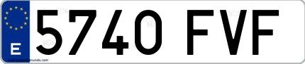Ejemplo de matrícula española 5740 FVF