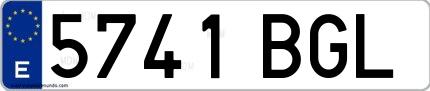 Ejemplo de matrícula española 5741 BGL