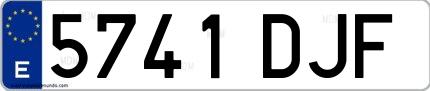 Ejemplo de matrícula española 5741 DJF