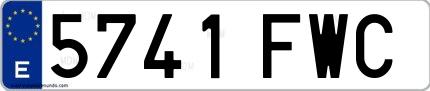 Ejemplo de matrícula española 5741 FWC