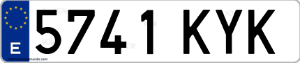 Ejemplo de matrícula de coche ordinaria 5741 KYK