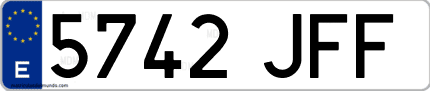 Ejemplo de matrícula de coche ordinaria 5742 JFF