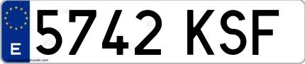 Ejemplo de matrícula española 5742 KSF
