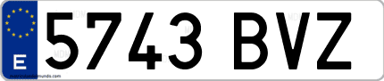Ejemplo de matrícula de coche ordinaria 5743 BVZ