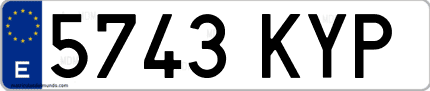 Ejemplo de matrícula de coche ordinaria 5743 KYP