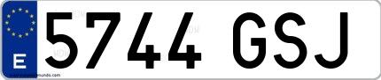 Ejemplo de matrícula española 5744 GSJ