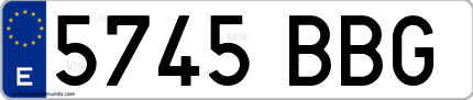 Ejemplo de matrícula de coche ordinaria 5745 BBG