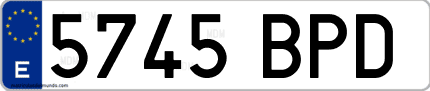 Ejemplo de matrícula de coche ordinaria 5745 BPD