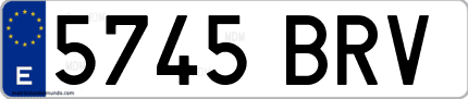 Ejemplo de matrícula de coche ordinaria 5745 BRV