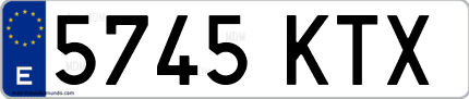 Ejemplo de matrícula de coche ordinaria 5745 KTX