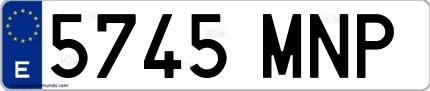 Ejemplo de matrícula española 5745 MNP
