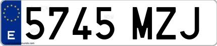 Ejemplo de matrícula española 5745 MZJ