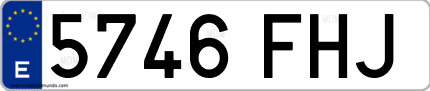 Ejemplo de matrícula de coche ordinaria 5746 FHJ