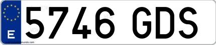 Ejemplo de matrícula española 5746 GDS
