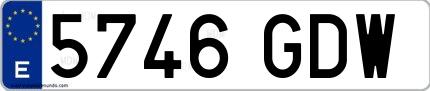 Ejemplo de matrícula de coche ordinaria 5746 GDW