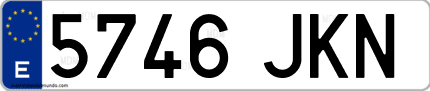 Ejemplo de matrícula de coche ordinaria 5746 JKN