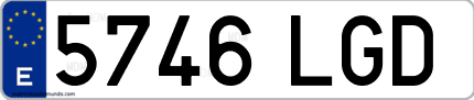 Ejemplo de matrícula de coche ordinaria 5746 LGD