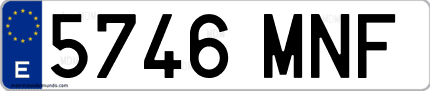 Ejemplo de matrícula de coche ordinaria 5746 MNF