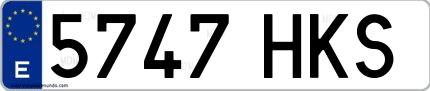 Ejemplo de matrícula española 5747 HKS