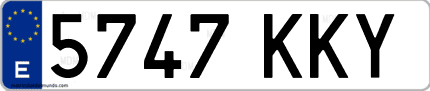 Ejemplo de matrícula de coche ordinaria 5747 KKY