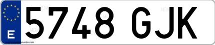 Ejemplo de matrícula española 5748 GJK