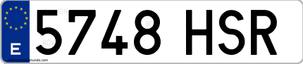 Ejemplo de matrícula de coche ordinaria 5748 HSR