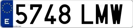 Ejemplo de matrícula española 5748 LMW