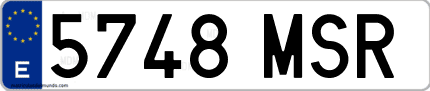 Ejemplo de matrícula de coche ordinaria 5748 MSR