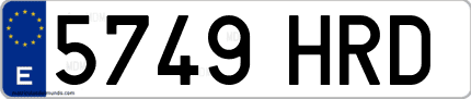 Ejemplo de matrícula de coche ordinaria 5749 HRD