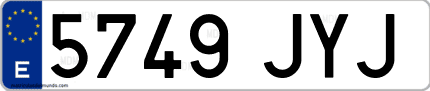 Ejemplo de matrícula de coche ordinaria 5749 JYJ